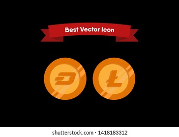 Cryptocurrencies Dash Coin Lite Coin Icons Vector Illustration