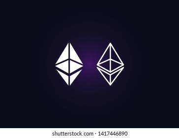 Cryptocurrencies Ethereum Coin Icons Vector Illustration