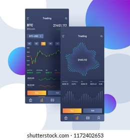 Cryptocurrencies trading, and exchange UI or UX concept for Mobile Apps. 