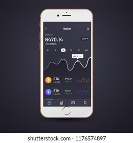 Cryptocurrencies trading, and exchange UI or UX concept for Mobile Apps. 