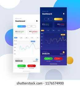 Cryptocurrencies trading, and exchange UI or UX concept for Mobile Apps. 