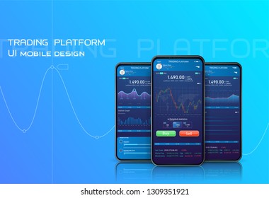 Cryptocurrencies trading, and exchange UI or UX concept for Mobile Apps.