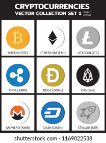 Cryptocurrencies Vector collection Set A1 : Simple vector