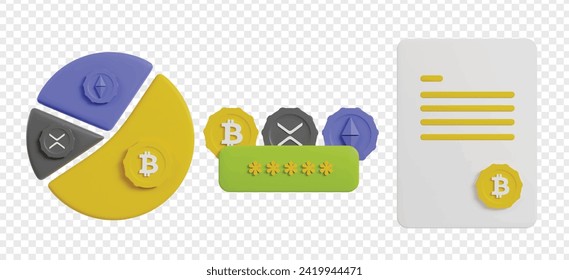 Cryptocurrency 3d icons clipart. Crypto 3d icons for homepage or UIUX.