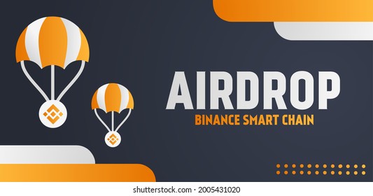Cryptocurrency airdrop background, with parachute and logo illustration.  With gradient colors.  flat minimalist design vector eps 10 svg