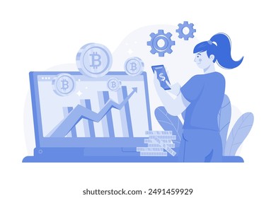 Cryptocurrency Analytic Illustration concept on a white background
