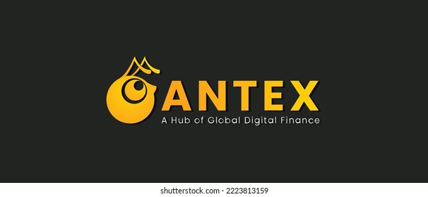 Banner de token de criptodivisa Antex. Logo de la moneda criptográfica en fondo aislado con texto.