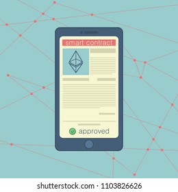 Cryptocurrency art concept. Blockchain and Ethereum. Vector illustration.