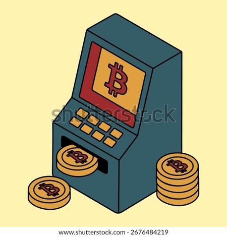 Cryptocurrency ATM Machine with Bitcoin Coins