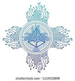 cryptocurrency augur coin with circuit lines