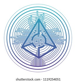 cryptocurrency augur coin with circuit lines