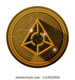 cryptocurrency augur coin with circuit lines
