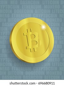 Cryptocurrency Background with Bitcoin on Front