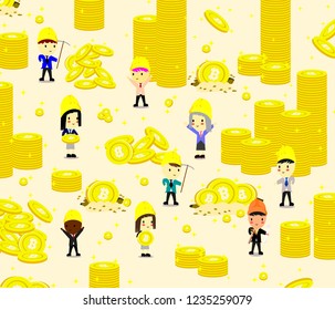 cryptocurrency background with worker