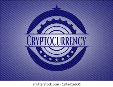 Cryptocurrency badge with jean texture