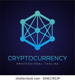 Cryptocurrency, Bit chain, blok chain network company logo vector