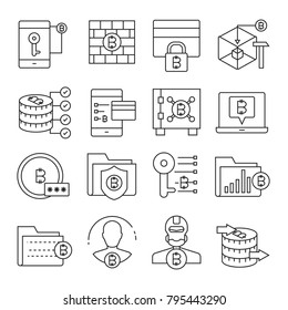 cryptocurrency, bitcoin and blockchain technology icons