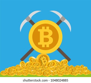 Cryptocurrency bitcoin coin mining with picks