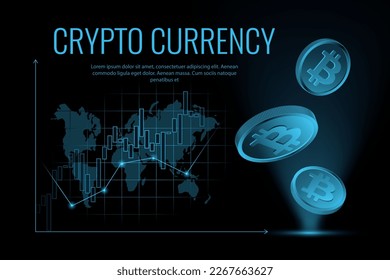 Cryptocurrency Bitcoin concept. Neon illustration. Vector