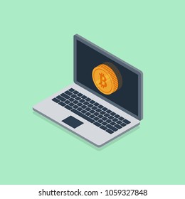 Cryptocurrency and bitcoin digital marketing modern business concept, vector illustration