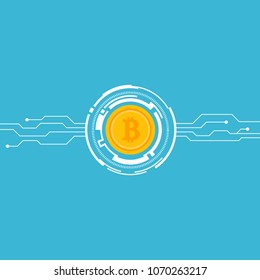 Cryptocurrency and bitcoin digital marketing modern business concept, vector illustration