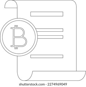 Cryptocurrency Bitcoin document line vector symbol for web sites and mobile apps, financial business banking digital investment
