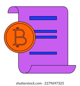 Cryptocurrency Bitcoin document vector symbol for web sites and mobile apps, financial business banking digital investment