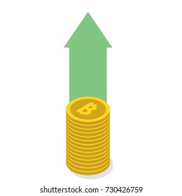 Cryptocurrency Bitcoin growth concept. Vector illustration.
