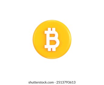 Ilustración vectorial de renderizado 3D de icono de Bitcoin de criptomoneda