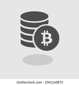 Cryptocurrency Bitcoin Icon Vector. Payment system. Coins and Bitcoin icon isolated on white background. Flat design style. Business/finance concept.