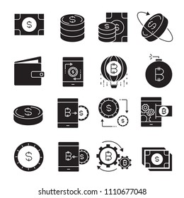 cryptocurrency and bitcoin icons