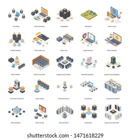 Cryptocurrency and Bitcoin Isometric Illustrations Pack