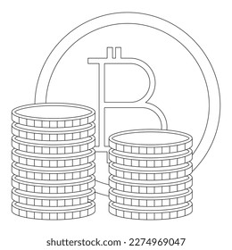 Símbolo de vector de línea de bitcoin criptodivisa para sitios web y aplicaciones móviles, dinero digital criptobancario financiero digital