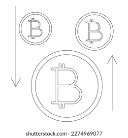 Cryptocurrency Bitcoin line vector símbolo para sitios web y aplicaciones móviles, criptografía de la tecnología de bloqueo financiero online de dinero
