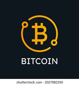 Cryptocurrency Bitcoin Logo Vector Template. Modern Bitcoin logo design. This design can be used for crypto trade, blockchain sites and apps.