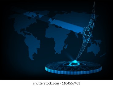 Cryptocurrency and bitcoin mine with  mattock digital on coins.Technology worldwide network .Abstract futuristic digital money concept.