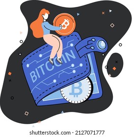 Metáfora de minería de bitcoin de criptodivisa, plataforma de intercambio Blockchain. Procedimientos de banca cibernética, operaciones de bitcoin, cartera. Transacciones de divisas. Divisa digital, mercado de criptodivisa, minería oculta