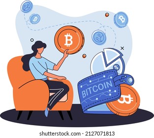 Cryptocurrency bitcoin mining metaphor Blockchain exchange platform. Cyber banking procedures, bitcoin trading, wallet. Ecurrency transactions. Digital currency, cryptocurrency market, hidden mining