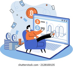 Cryptocurrency bitcoin mining metaphor Blockchain exchange platform. Cyber banking procedures, bitcoin trading, wallet. Ecurrency transactions. Digital currency, cryptocurrency market, hidden mining