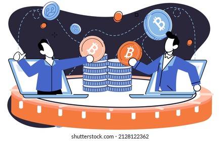 Cryptocurrency bitcoin mining metaphor Blockchain exchange platform. Cyber banking procedures, bitcoin trading, wallet. Ecurrency transactions. Digital currency, cryptocurrency market, hidden mining