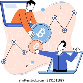 Cryptocurrency bitcoin mining metaphor Blockchain exchange platform. Cyber banking procedures, bitcoin trading, wallet. Ecurrency transactions. Digital currency, cryptocurrency market, hidden mining