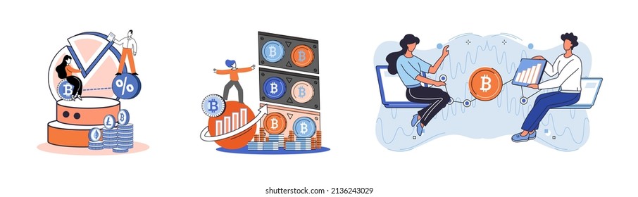 Cryptocurrency bitcoin mining metaphor Blockchain exchange platform. Cyber banking procedures, bitcoin trading, wallet. Ecurrency transactions. Digital currency, cryptocurrency market, hidden mining