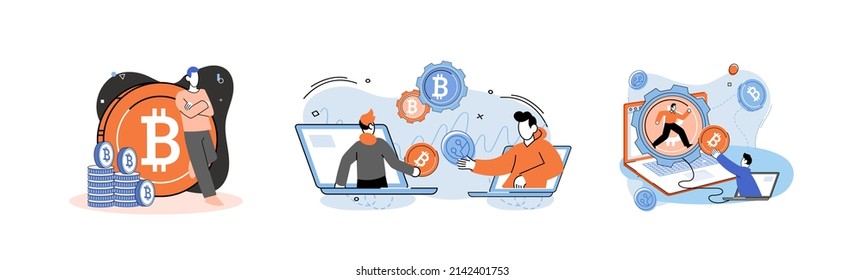 Cryptocurrency bitcoin mining metaphor Blockchain exchange platform. Cyber banking procedures, bitcoin trading, wallet. Ecurrency transactions. Digital currency, cryptocurrency market, hidden mining