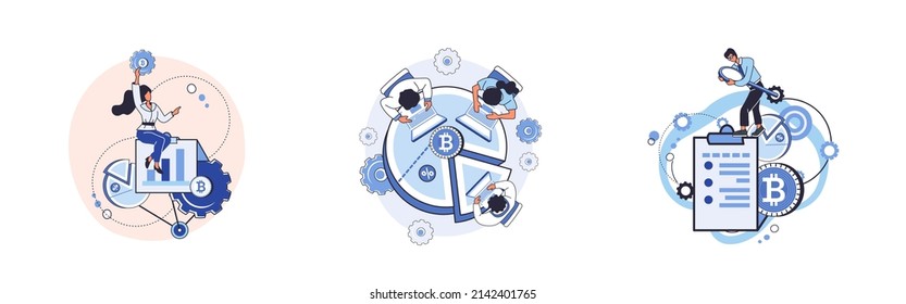 Cryptocurrency bitcoin mining metaphor Blockchain exchange platform. Cyber banking procedures, bitcoin trading, wallet. Ecurrency transactions. Digital currency, cryptocurrency market, hidden mining