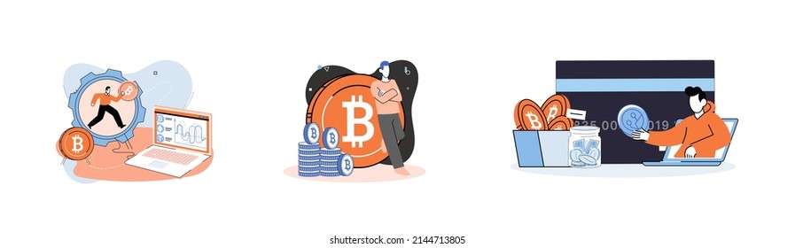 Cryptocurrency bitcoin mining metaphor Blockchain exchange platform. Cyber banking procedures, bitcoin trading, wallet. Ecurrency transactions. Digital currency, cryptocurrency market, hidden mining