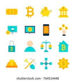 Cryptocurrency Bitcoin Objects. Set of Financial Items Isolated over White.