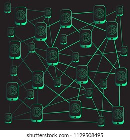 Cryptocurrency, Bitcoin on screen of smartphone.