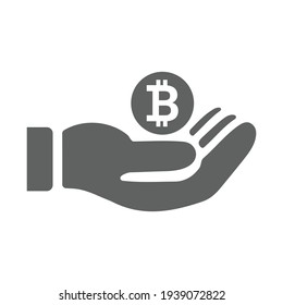 Kryptowährung, Bitcoin Zahlungssymbol. Graufarbige Vektorgrafik.