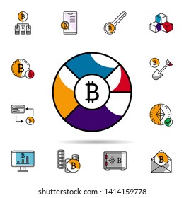 cryptocurrency, bitcoin, pie chart, stats icon. Universal set of cryptocurrency for website design and development, app development