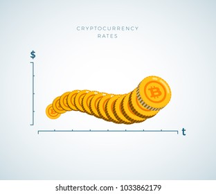 Cryptocurrency Bitcoin Rates Chart. Abstract Vector Illustration. Isolated